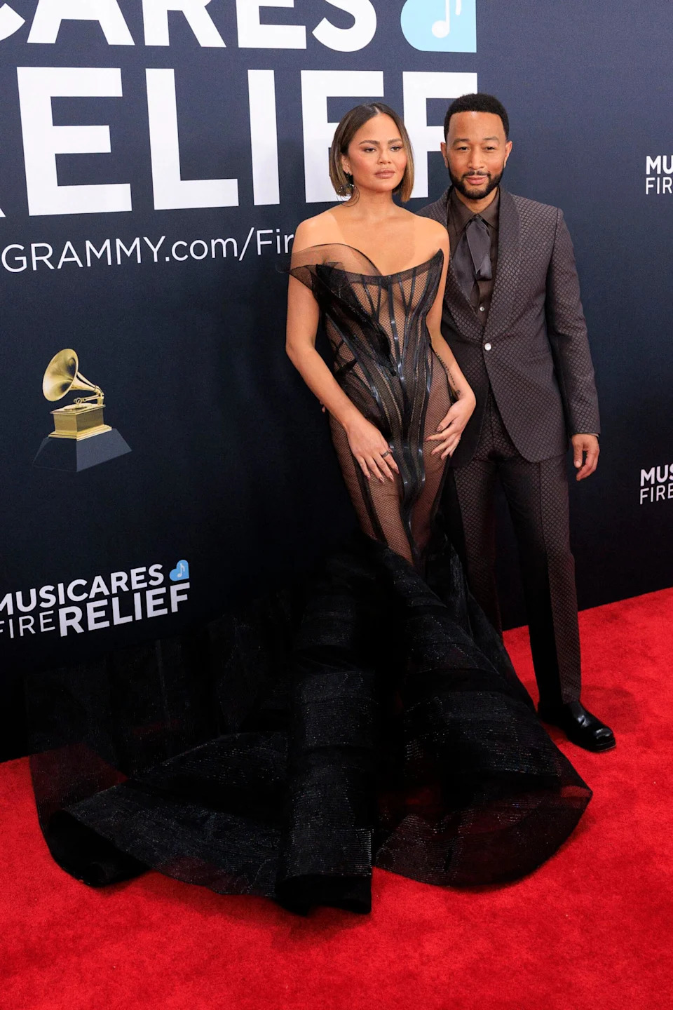 Chrissy Teigen and John Legend at the 2025 Grammy Awards