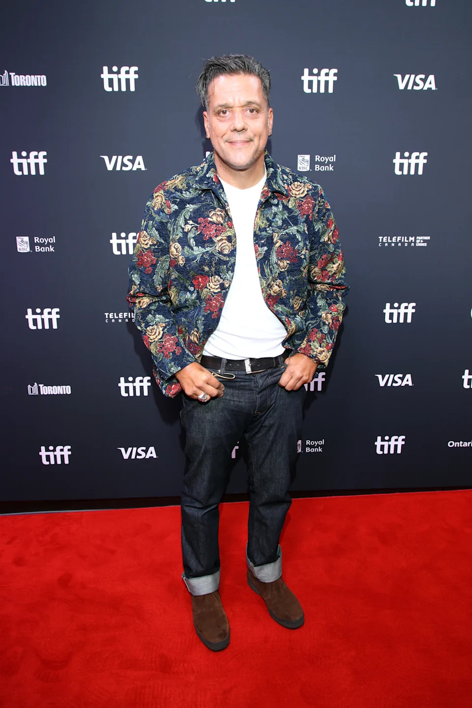 TORONTO, ONTARIO - SEPTEMBER 04: George Stroumboulopoulos attends the RTH VIP Walk during the 2025 Toronto International Film Festival at Roy Thomson Hall on September 04, 2025 in Toronto, Ontario.  (Photo by Jeremy Chan/Getty Images)