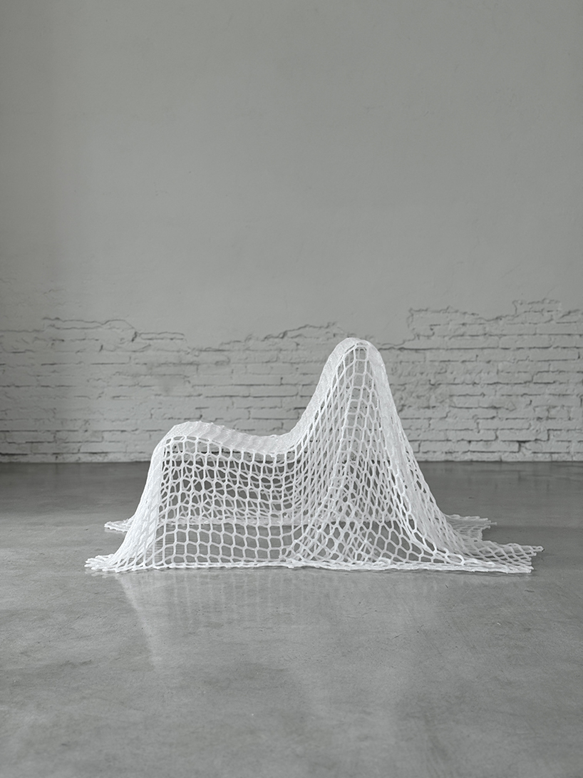 discarded polypropylene nets reshape into permeable functional sculptures by iranzo