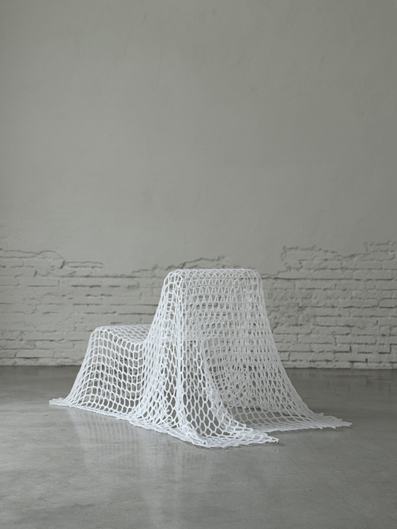 discarded polypropylene nets reshape into permeable functional sculptures by iranzo