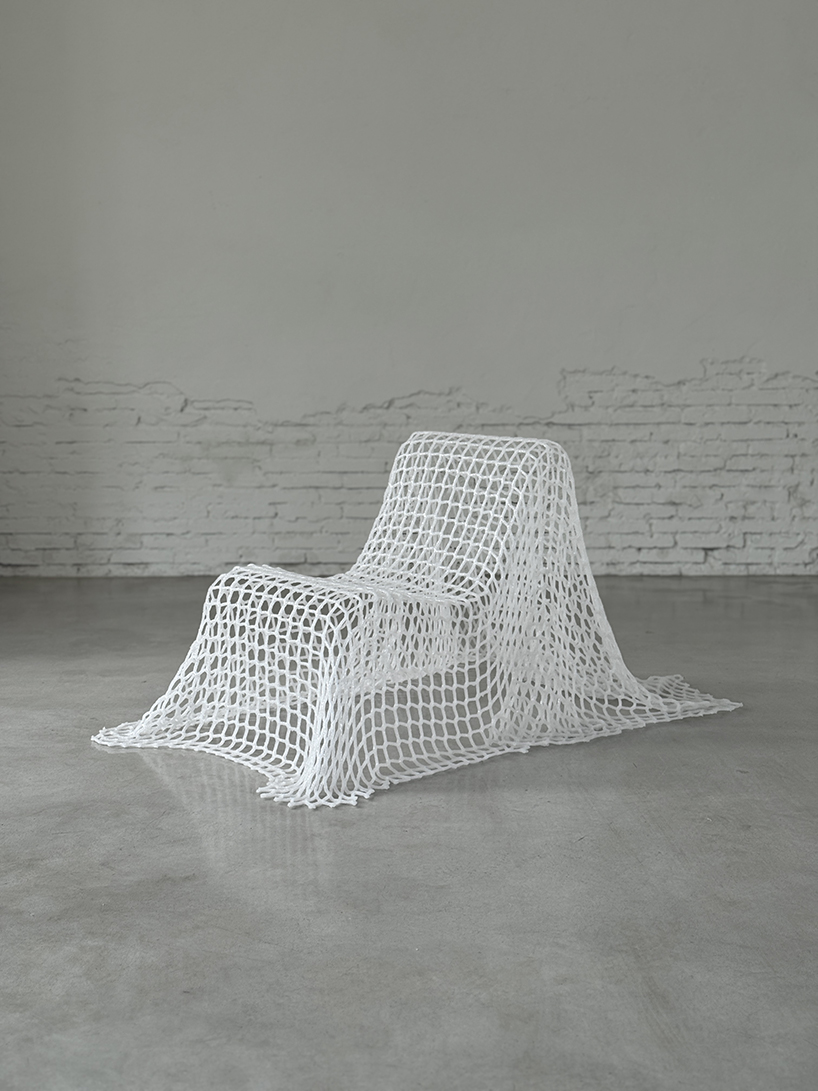 discarded polypropylene nets reshape into permeable functional sculptures by iranzo