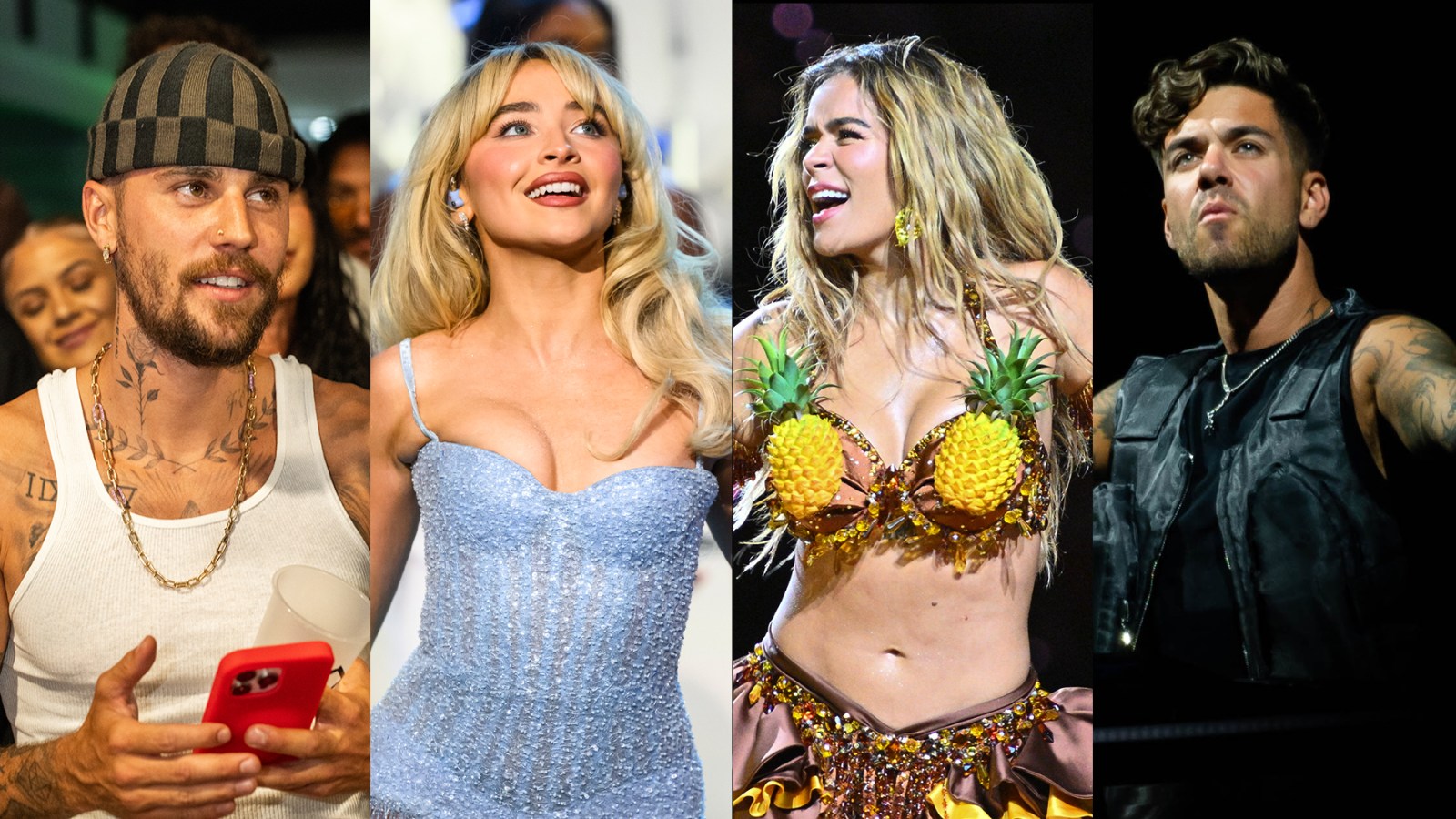 Justin Bieber, Karol G, Sabrina Carpenter, Anyma