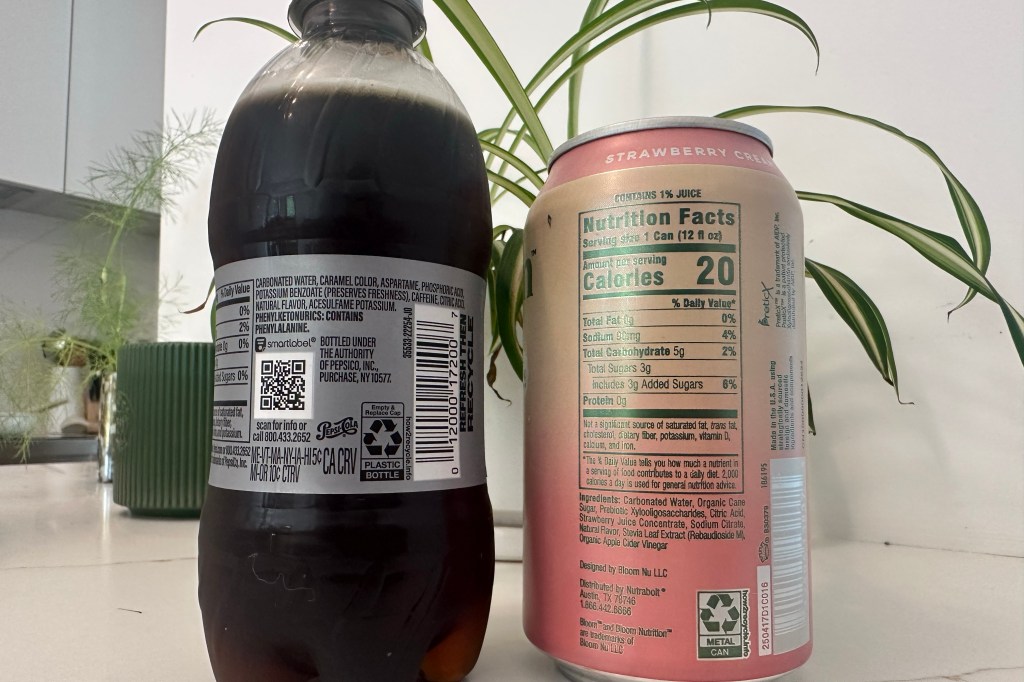 Bloom Pop next to a diet pepsi label