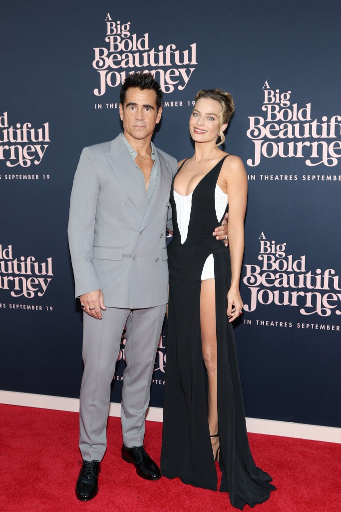 Colin Farrell and Margot Robbie attend the premiere of A Big Bold Beautiful Journey
