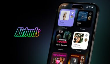 screenshots of Airbuds mobile app
