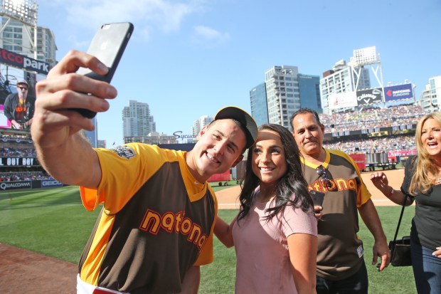 Anthony Rizzo with his then-girlfriend, now wife, Emily Vakos before the All-Star Home Run Derby at Petco Park, in San Diego on July 11, 2016. (Nuccio DiNuzzo/Chicago Tribune)