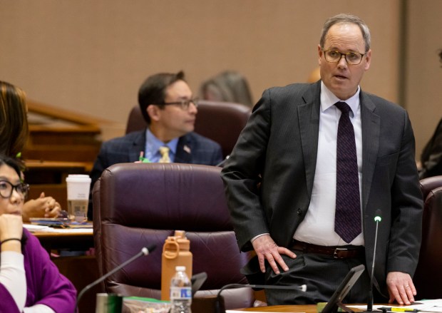 Ald. Marty Quinn, 13th, speaks during a City Council meeting on Jan. 15, 2025, at City Hall. (Brian Cassella/Chicago Tribune)