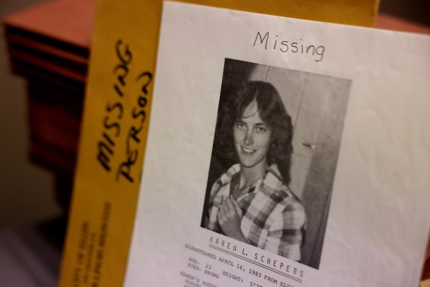 A flyer from the 1983 search for Karen Schepers is...