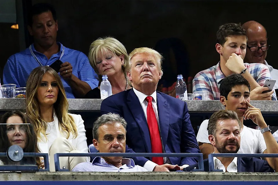 Donald Trump on a previous visit to the US Open in 2015 (Getty Images)