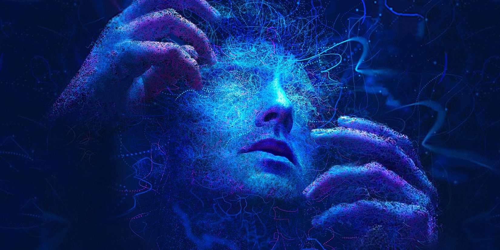 David Haller untangles himself as a blue entity in Fox's Legion show