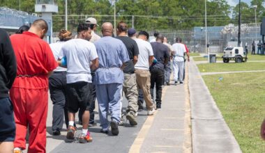 Detainees arrive at the newly opened "Deportation Depot" near Jacksonville. (Florida Division of Emergency Management)