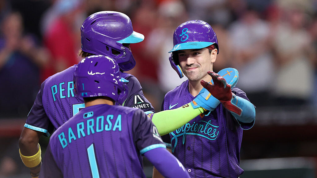 Corbin Carroll #7 of the Arizona Diamondbacks...
