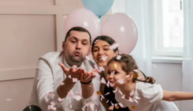 family at female gender reveal