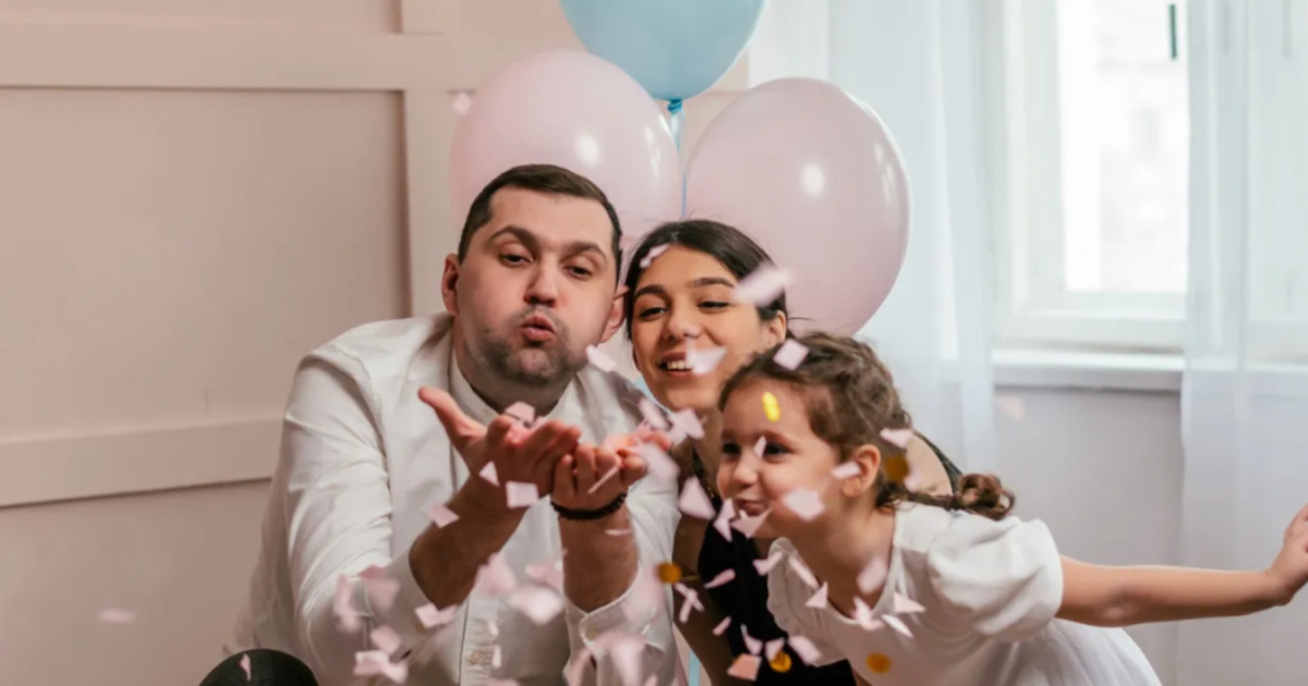 family at female gender reveal