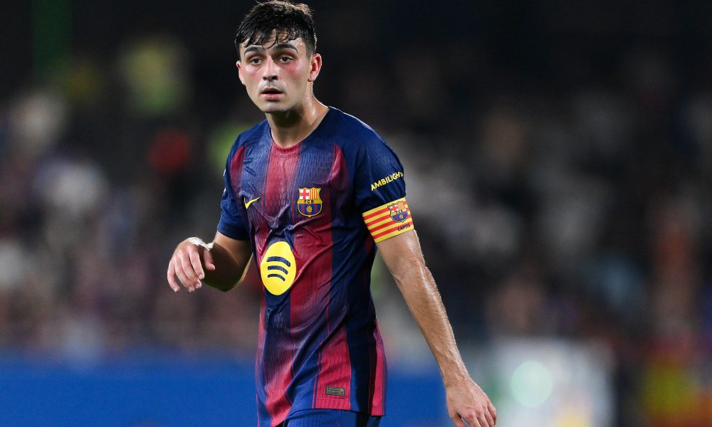 BARCELONA, SPAIN - SEPTEMBER 14: Pedri of FC Barcelona looks on during the LaLiga EA Sports match between FC Barcelona and Valencia CF at Estadi Johan Cruyff on September 14, 2025 in Barcelona, Spain. (Photo by David Ramos/Getty Images)