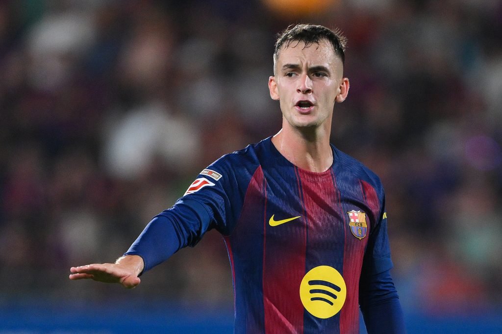 BARCELONA, SPAIN - SEPTEMBER 14: Marc Casado of FC Barcelona looks on during the LaLiga EA Sports match between FC Barcelona and Valencia CF at Estadi Johan Cruyff on September 14, 2025 in Barcelona, Spain. (Photo by David Ramos/Getty Images)