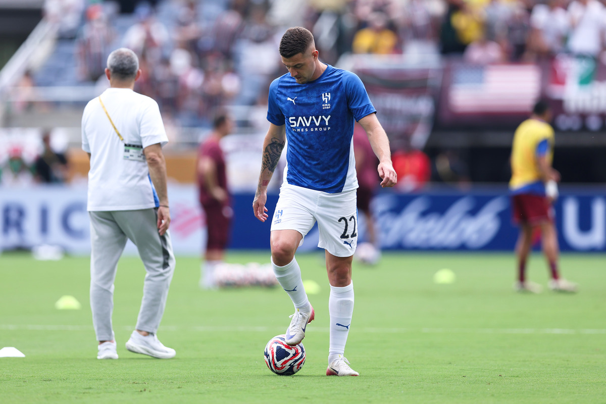 ORLANDO, FLORIDA - JULY 04: Sergej Milinkovic-Savic #22 of Al Hilal warms up prior to the FIFA Club World Cup 2025 quarter final match between Fluminense FC and Al Hilal at Camping World Stadium on July 04, 2025 in Orlando, Florida. (Photo by Megan Briggs/Getty Images)