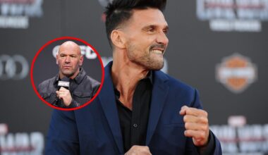 Frank Grillo at the Captain America: Civil War red carpet, with inset of Dana White at UFC press conference