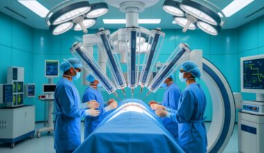Illustration of Neuralink brain implant surgery being performed in Toronto, Canada.