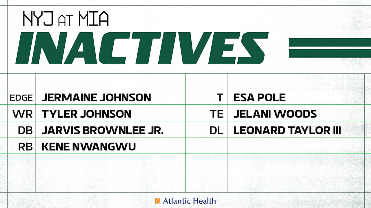 New York Jets vs. Miami Dolphins Game Inactives