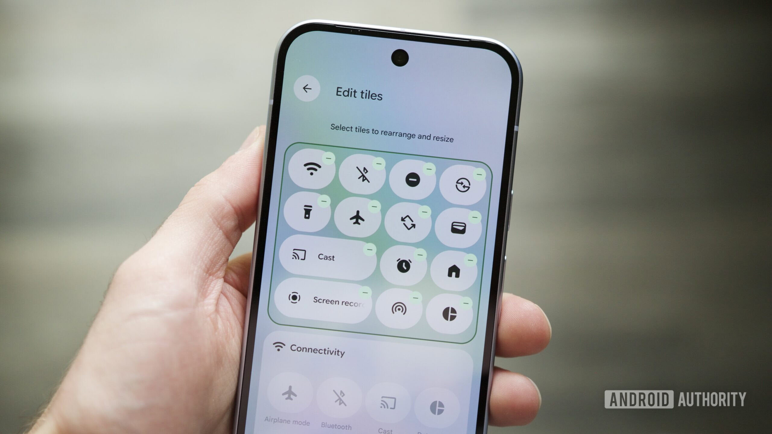 Quick Settings edit page on a Google Pixel 10.