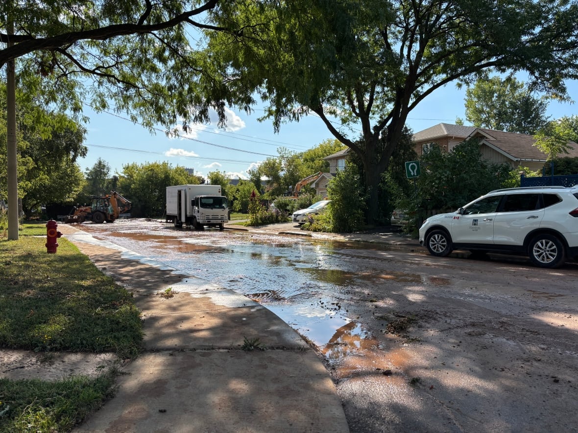 A partially flooded street 