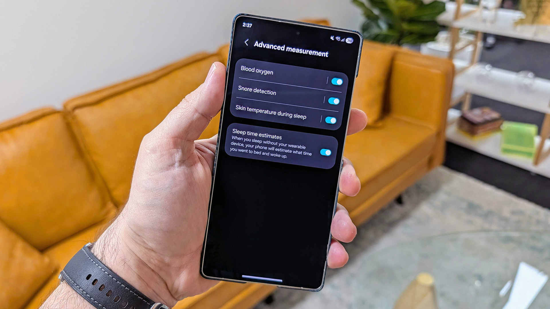 Samsung Health sleep monitoring options