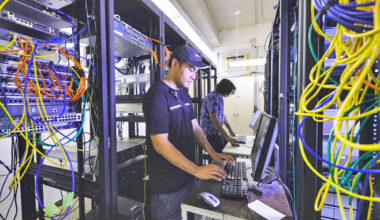 people working on computer network