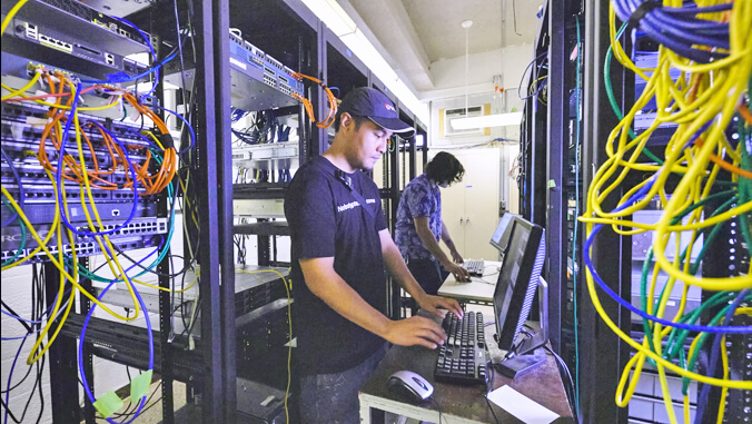 people working on computer network