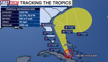 Tropical Depression 9 will be 200 miles off Jacksonville coast Monday/Tuesday – Action News Jax
