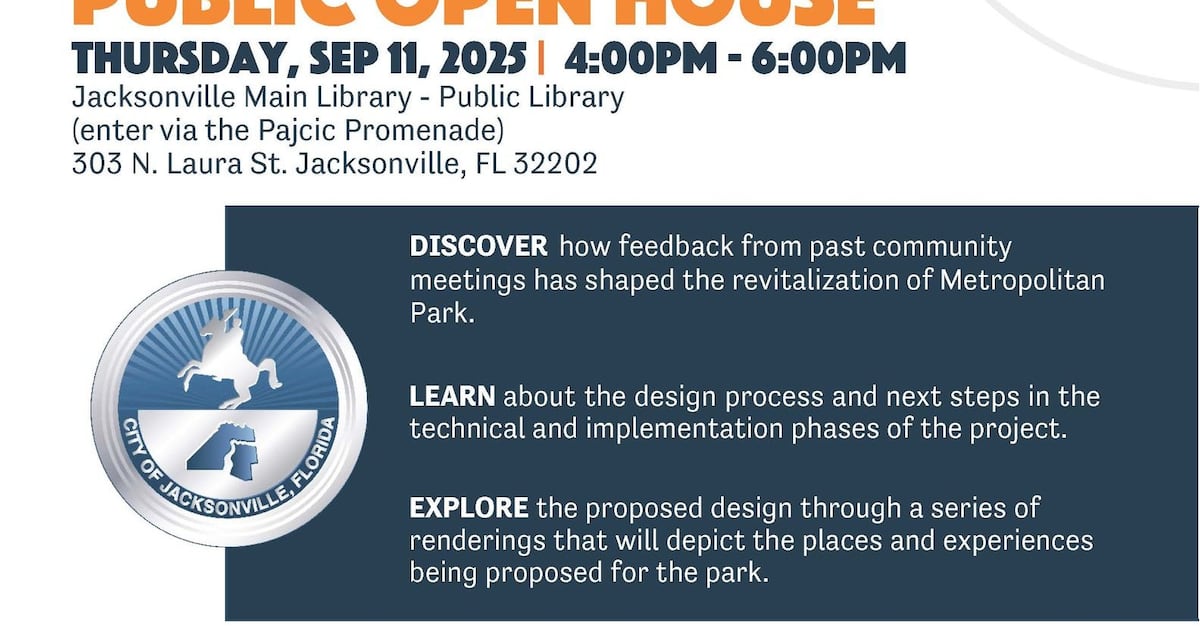 Open house scheduled to review plans for a revitalized Metro Park on Jacksonville’s riverfront – Action News Jax