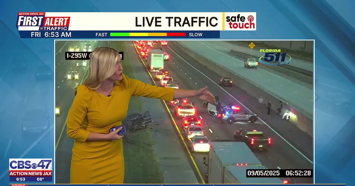 Crash, construction causing major delays on I-295 in Jacksonville – Action News Jax