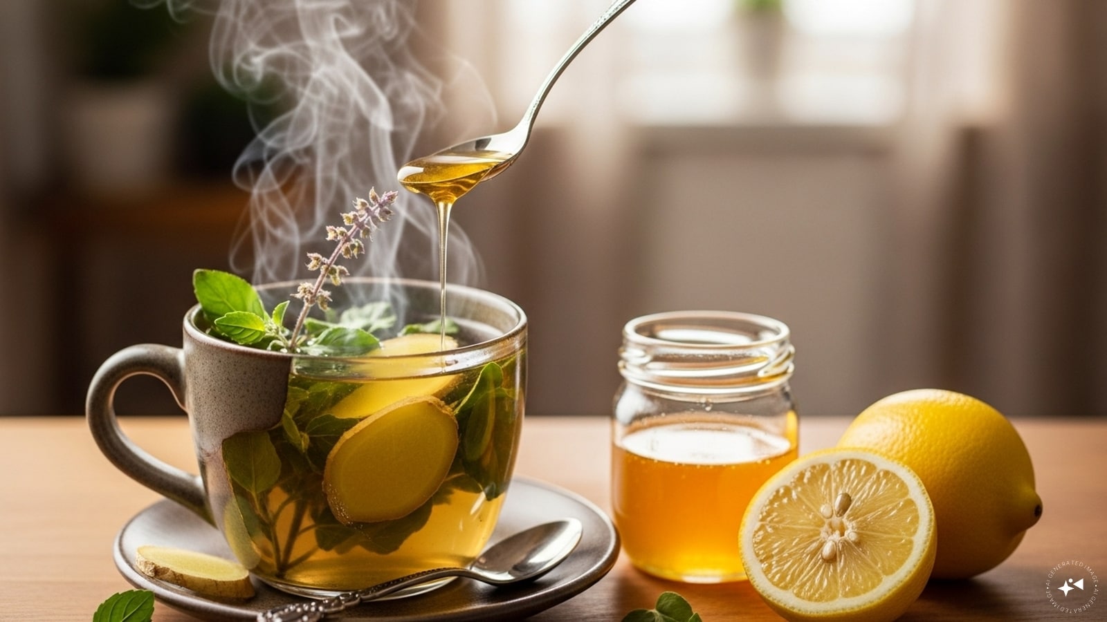 Tulsi-Ginger Tea: Tulsi (holy basil) and ginger are immunity powerhouses. Boil them with water, add honey and lemon if desired. Great for sore throats, congestion, and digestion.