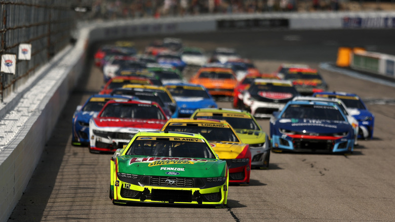 Cars racing in the NASCAR Cup Series