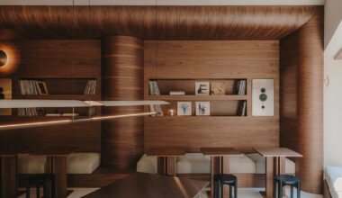 inspired by japanese listening bars, isern serra's JAÇ hifi café opens in barcelona