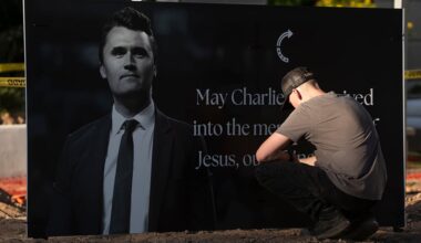 Mourners pay respects to Charlie Kirk at Turning Point headquarters in Phoenix