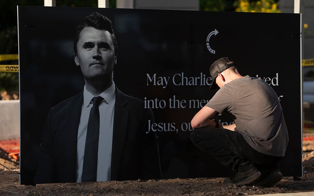 Mourners pay respects to Charlie Kirk at Turning Point headquarters in Phoenix