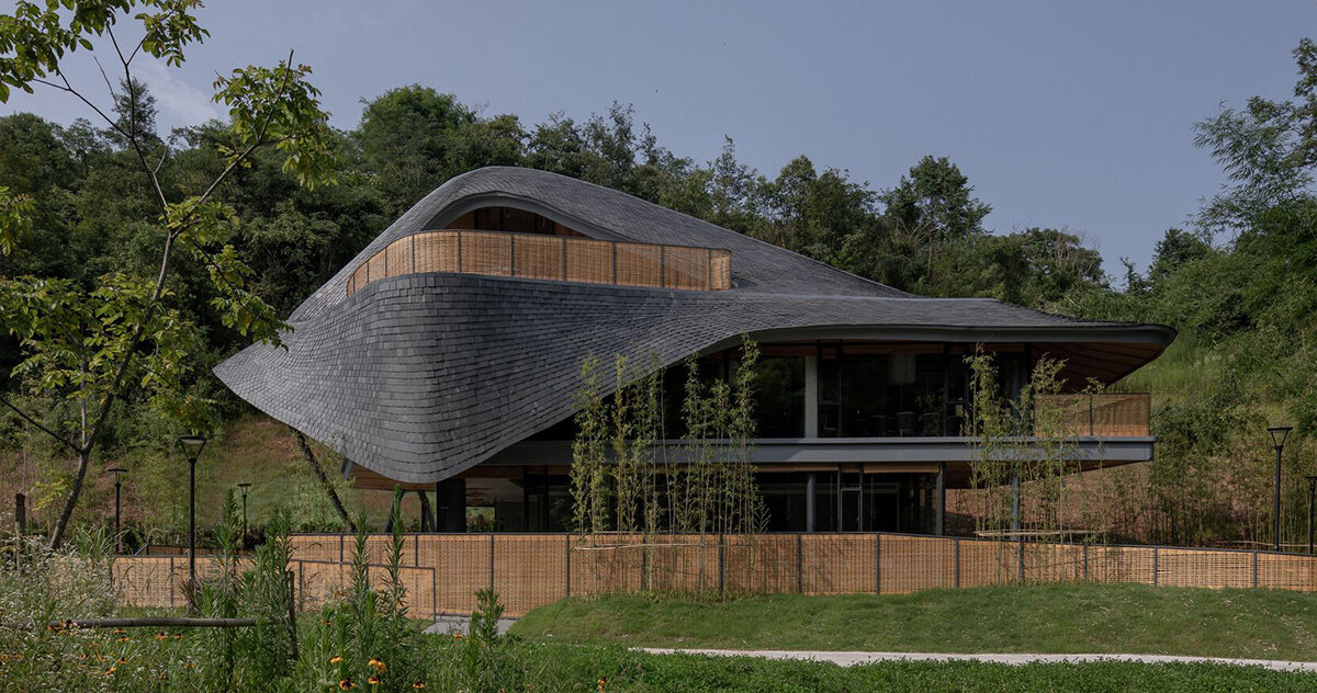 archi-union combines digital fabrication and bamboo craft with 'linpan cloud eye'
