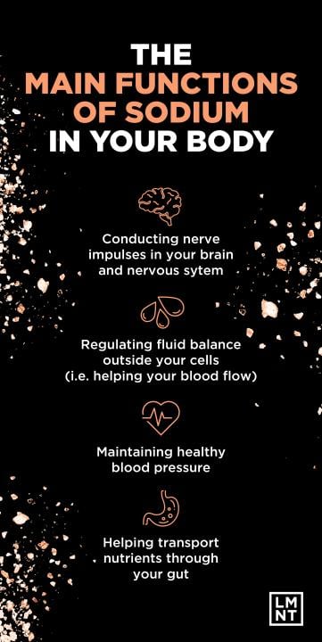 Infographic showing the main functions of sodium in your body.