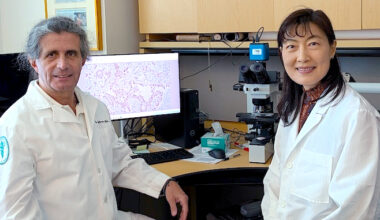 carbone and yang sitting in the office