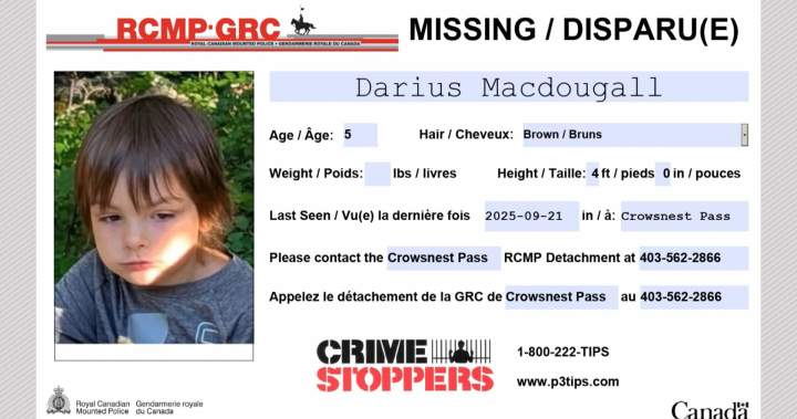 Massive search underway for missing 5-year-old Alberta boy