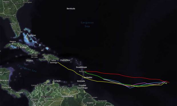 Computer forecast models for the Atlantic system as of Friday morning, Sept. 5, 2025. (OrlandoSentinel.com/hurricane)