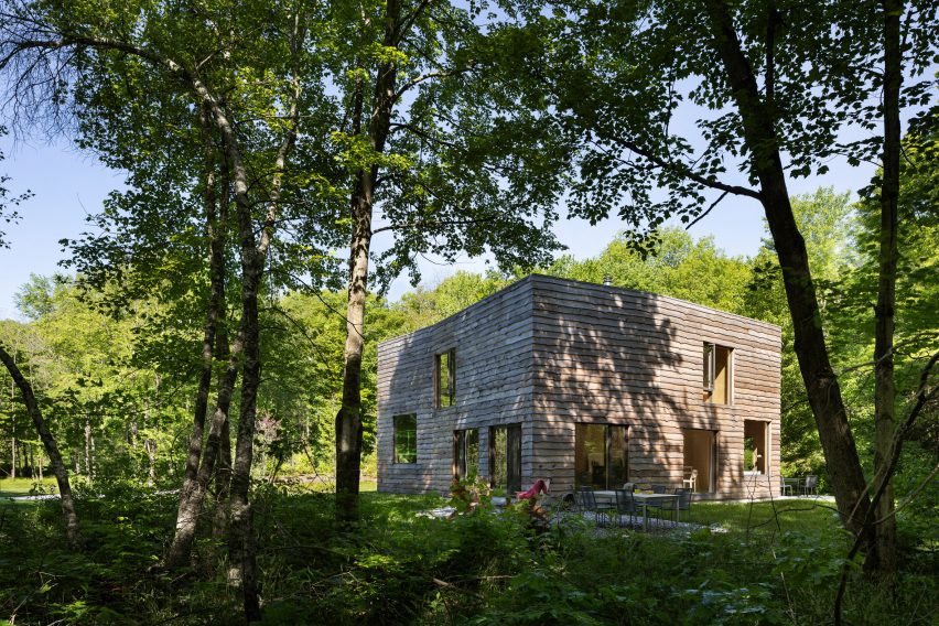 Exterior of CLT House in Hudson Valley by nArchitects