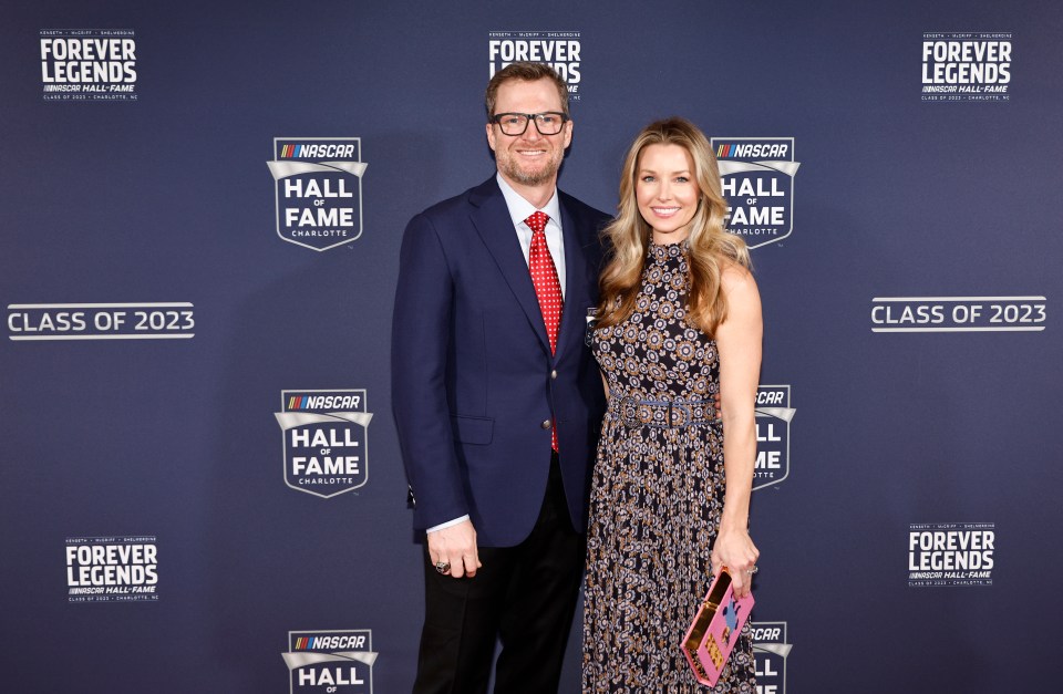 Dale Earnhardt Jr. and wife Amy on the red carpet at the NASCAR Hall of Fame Induction Ceremony.