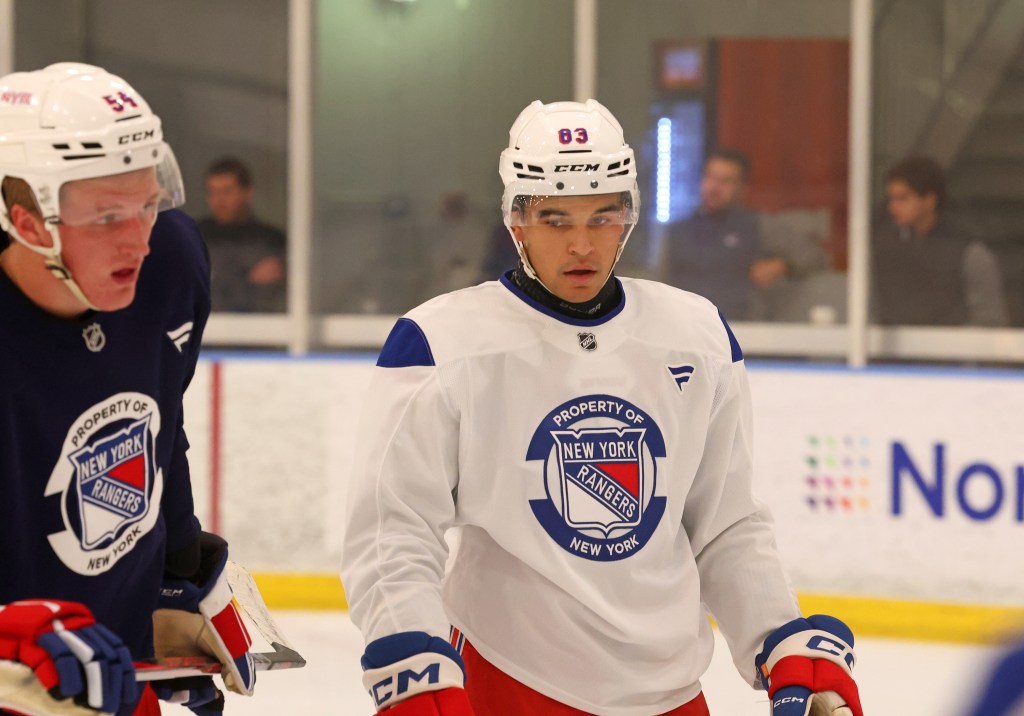 New York Rangers rookie Jackson Dorrington at training camp.