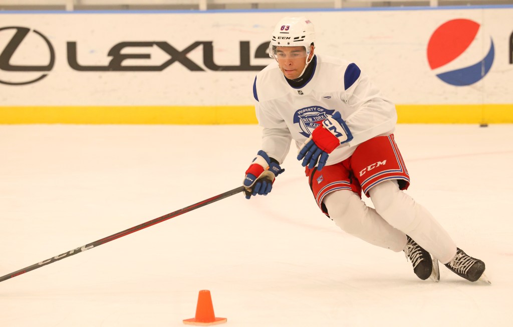 New York Rangers rookie Jackson Dorrington at training camp.