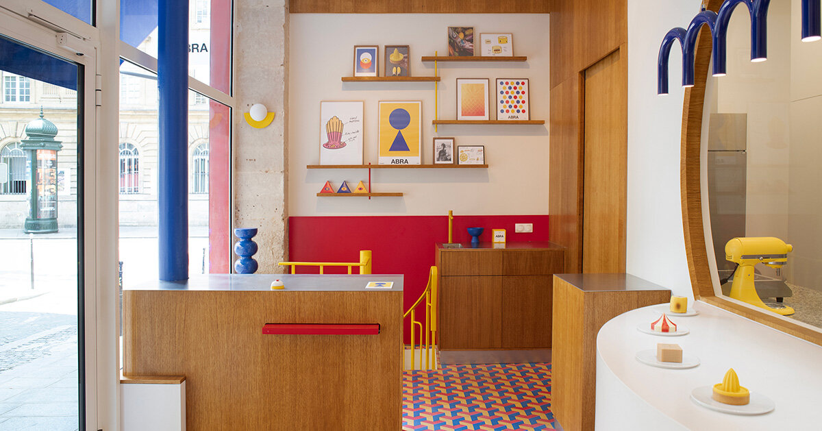 parisian patisserie ABRA frames pastries against bold colors