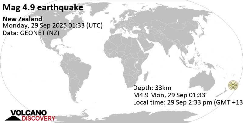 4.9 quake Tasman, New Zealand, Sep 29, 2025 02:33 pm (GMT +13)