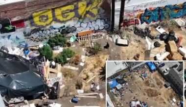 LA residents fume over sprawling homeless encampment with tennis court, BBQ pit, and garden