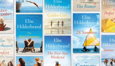 a collage of book covers from author elin hilderbrand